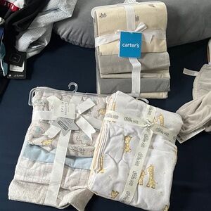 Carter's Animal Print Baby Blanket Collection - Gray, Cream, Blue